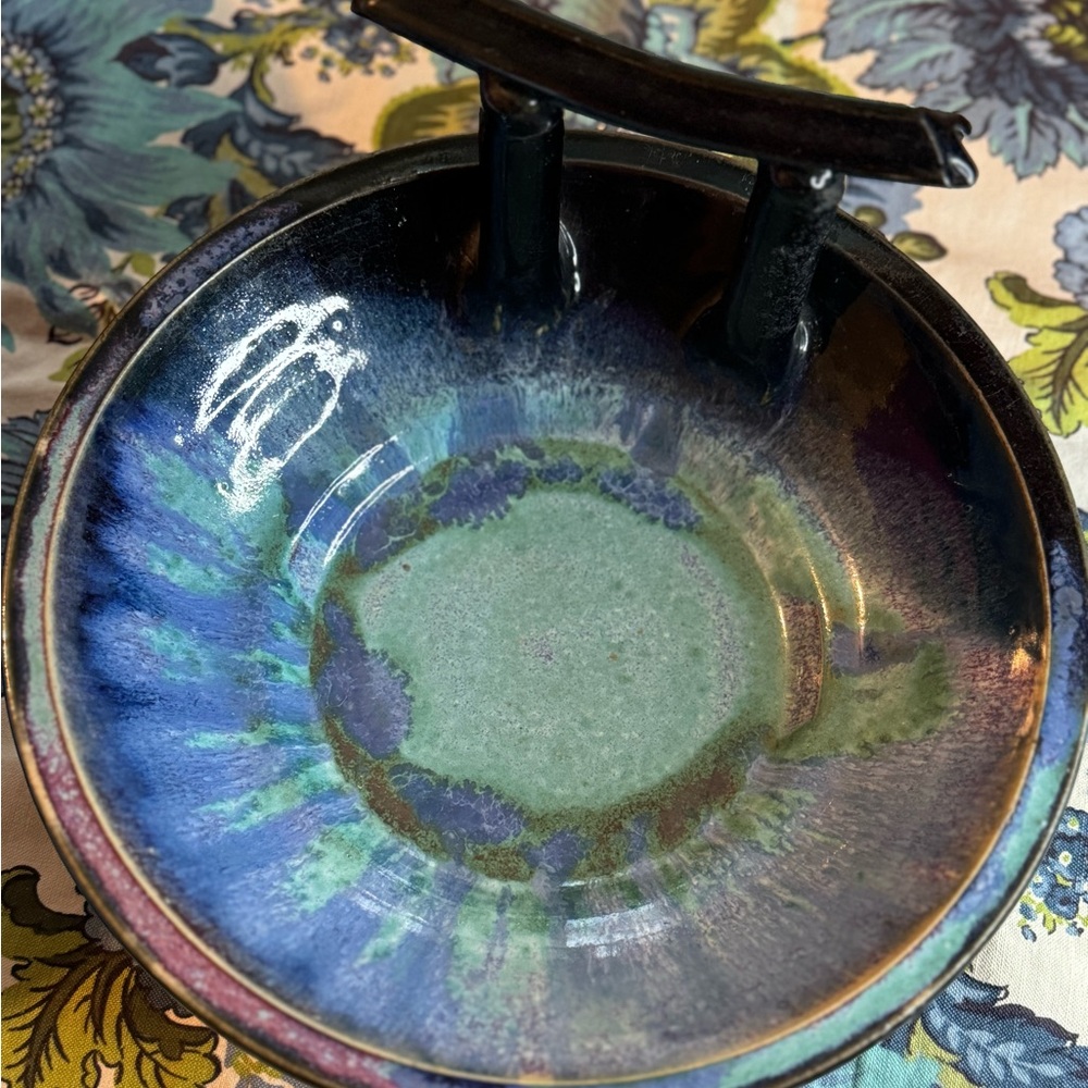 Fabrile studio handmade bowl with asian inspired Japanese Torii
